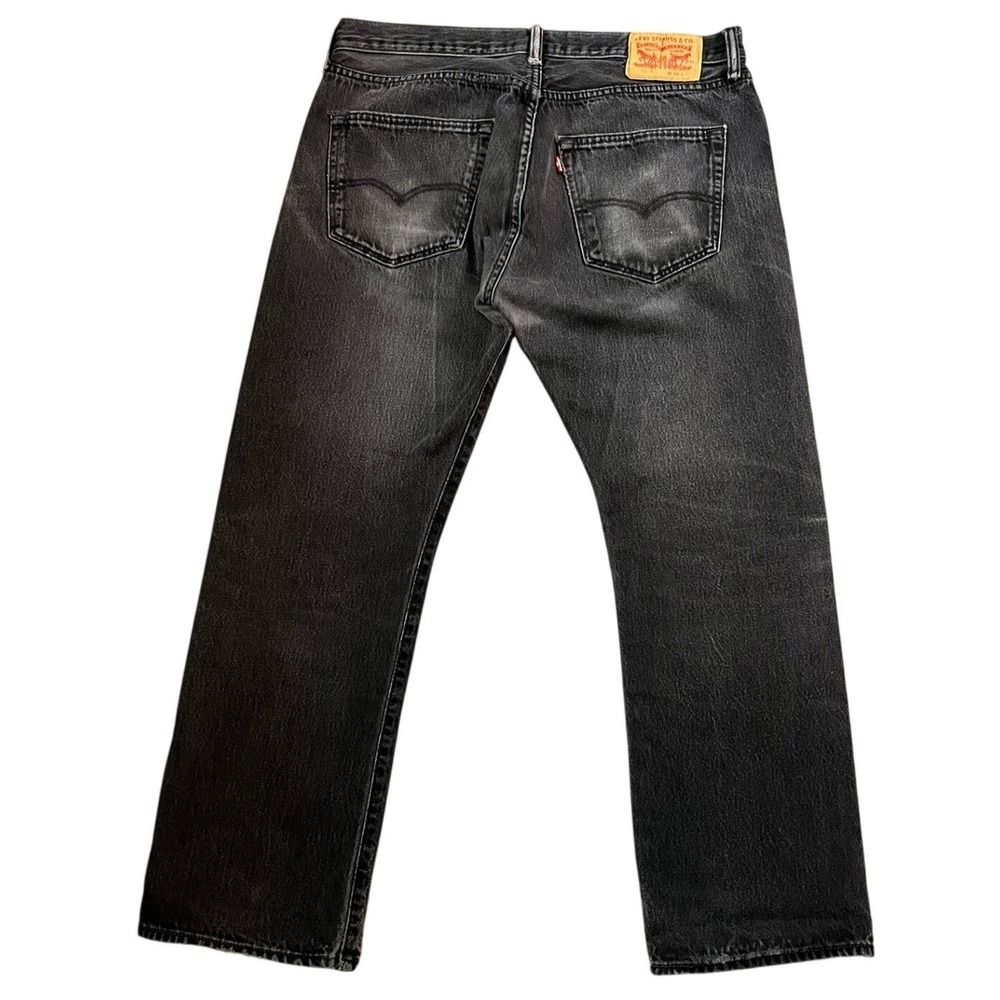Levis 501 Original Fit Jeans Mens 36x29 Black Straight Leg Denim Great Fade